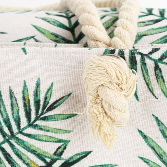 Palms Leaf Tote Bag- White/Green - XL - NWT - Picture 6 of 10